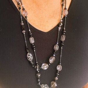 Boho Beaded Statement Necklace – Coral & Teal Multistrand